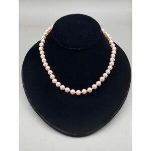 Vintage Light Pink Faux Pearl Necklace 18"